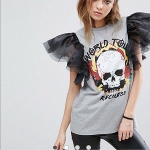 ASOS rocker t-shirt with puffy sleeve detail